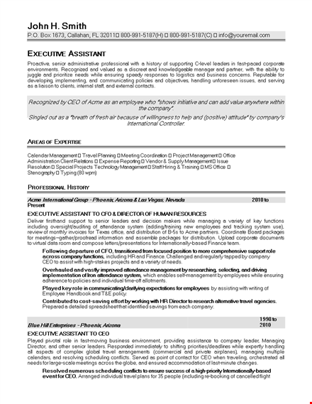 executive assistant resume template