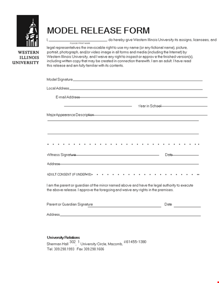 simple model release form template template