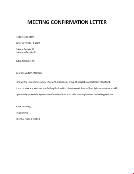 meeting confirmation letter template