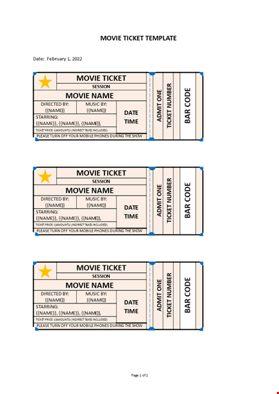 movie ticket template template