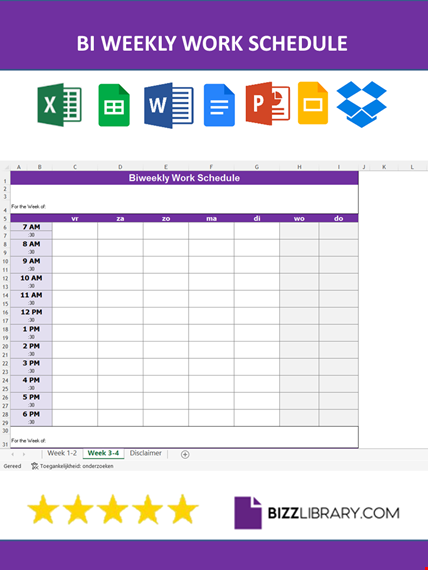 bi weekly work schedule template