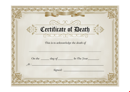 certificate of death template template