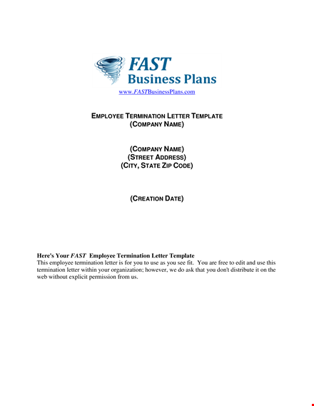 formal employment termination letter - fastbusinessplans template