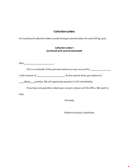 effective collection letter template for overdue account balances | letters for collections template