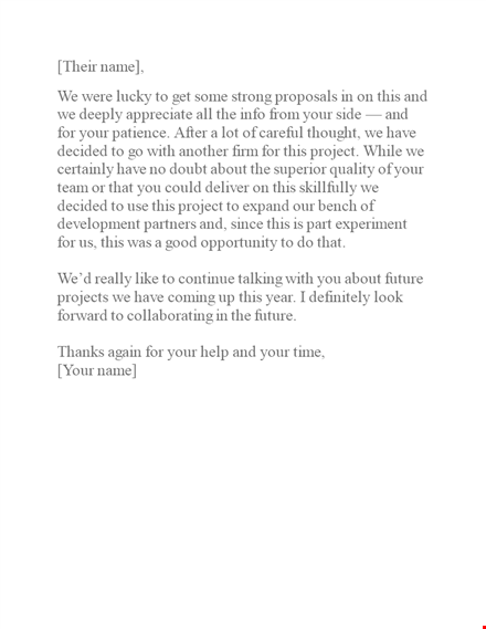 vendor bid rejection letter template