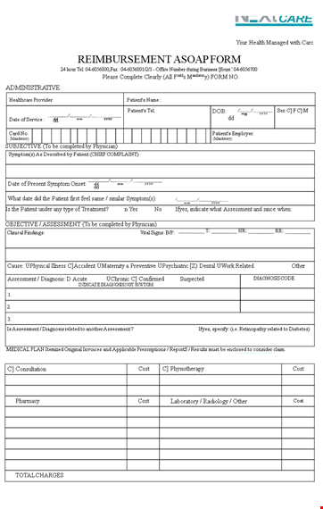 reimbursement form sample template