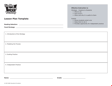 lesson plan template for effective student practice strategy template