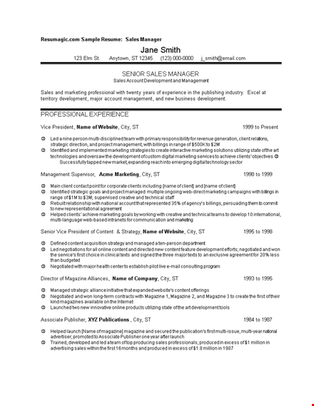 sales manager resume sample template