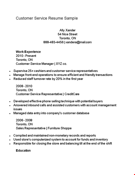 customer service resume template - highlight your customer service skills in toronto template