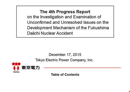 nuclear fukushima progress report: accidents & incidents reporting template