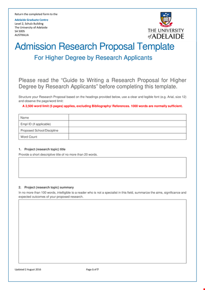 get a professionally crafted research proposal template - updated august | adelaide template