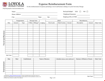 easy reimbursement form for university and business expenses - get total reimbursement now template