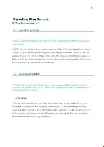 clothing retail marketing plan template