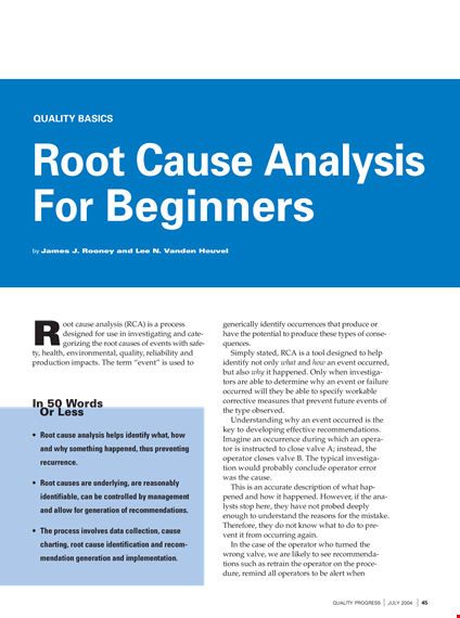 effective root cause analysis template - identify and solve issues template