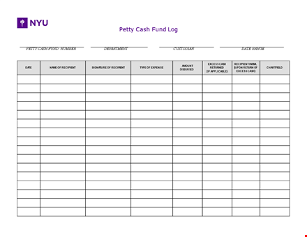 petty cash log template - manage petty expenses efficiently template