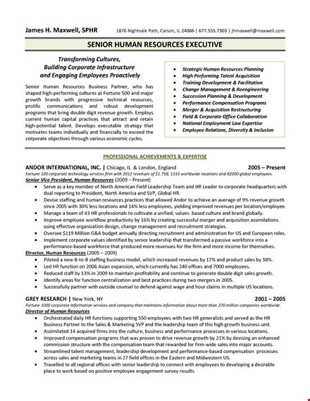 human resource resume example template
