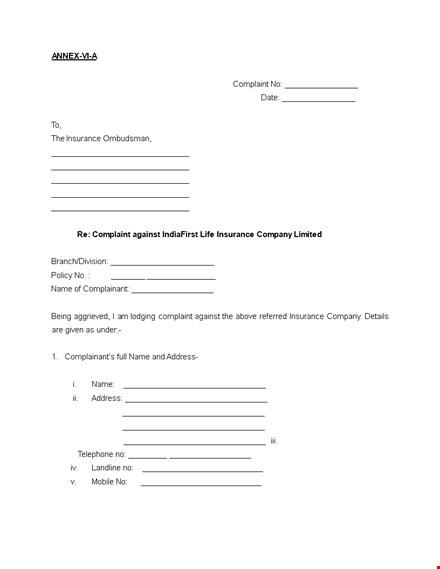 file an insurance company complaint letter to resolve your issues template