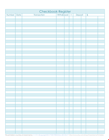 keep track of your finances with our checkbook register - easy to use template
