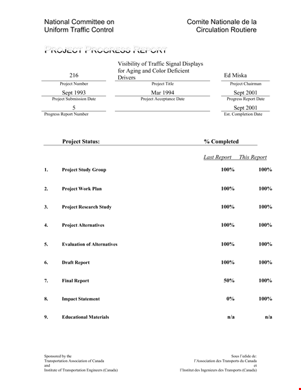 project progress report template template