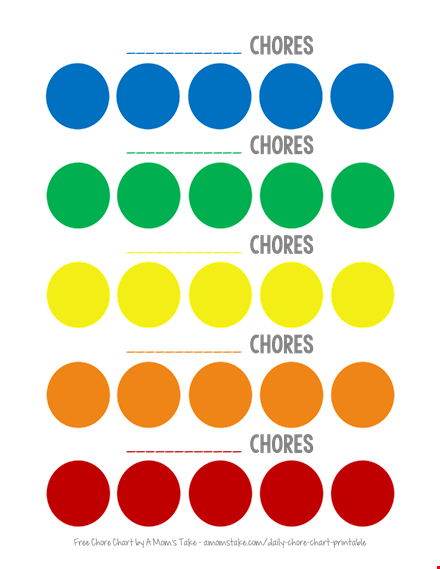 rainbow chore chart for kids template