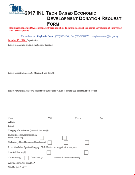 tech-based economic development donation request for [project] | [organization] template