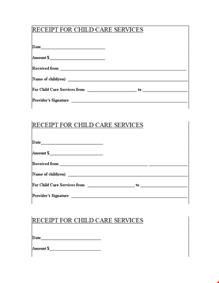 child care receipt template template