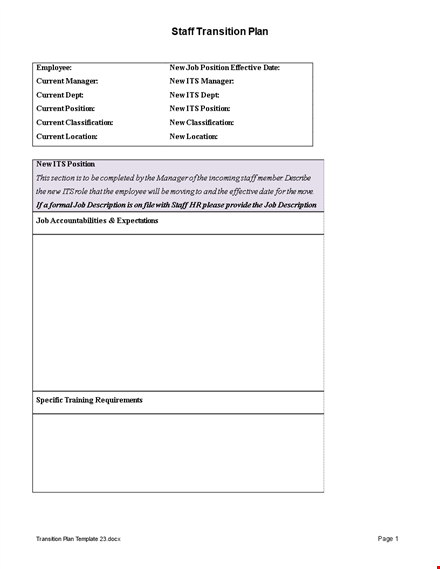 effective transition plan template for employee and manager success | current state analysis template