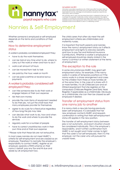 self employed nanny contract template