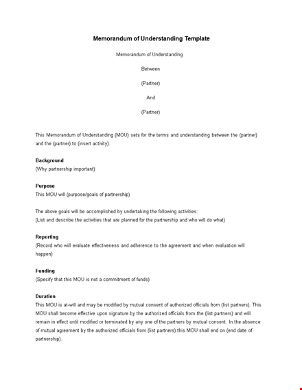 private placement memorandum template | partnership understanding | partner template