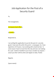 Job Application For The Post Of Security Guard