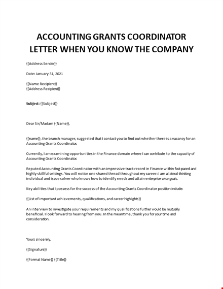 accounting grants cover letter template