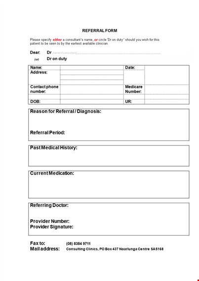 referral form template template