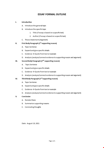 essay formal outline template