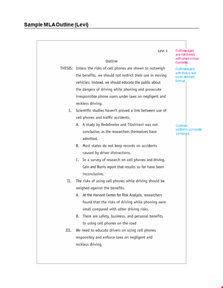 mla outline example: create a well-structured essay with bedford's mla format guide template
