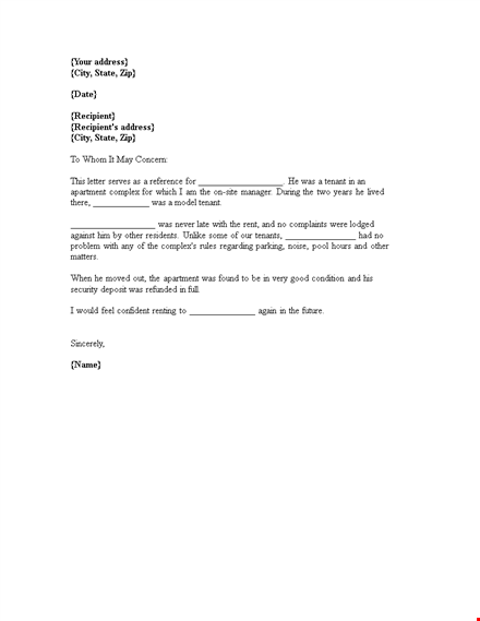 rental reference letter from property manager template