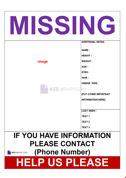 poster template for missing persons template