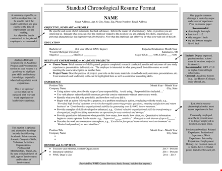 experience a strong position with skills: standard chronological resume format template