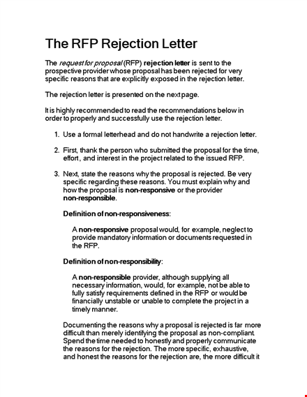 construction bid rejection template