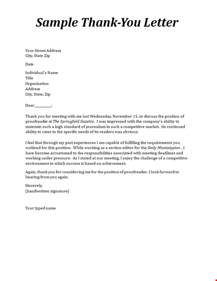 sample business thank you letter template