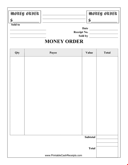 money order receipt template