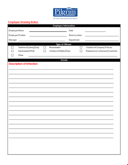 manage employee conduct with our warning notice template - signatures required template