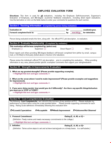 effective performance review examples & tips for employee evaluation template