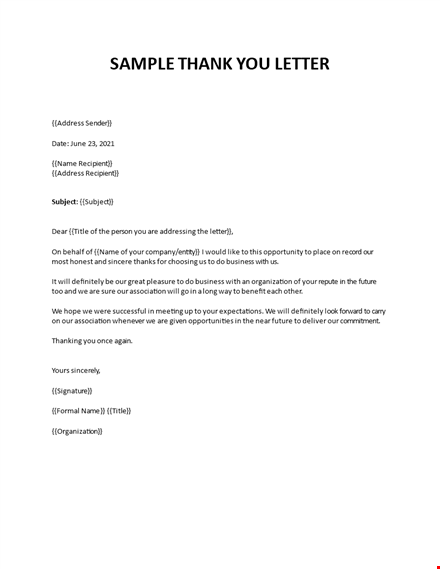 sample thank you letter template