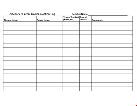 parent communication log template - efficient contact and advisory communication for parents template