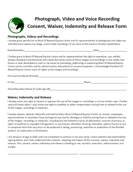 photo waiver release form template template
