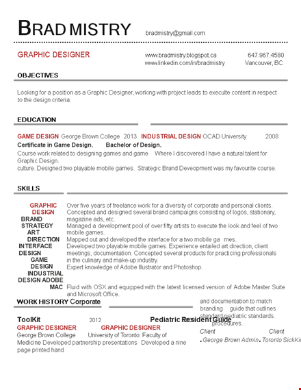 download graphic designer resume template - design, graphic, designer - developed games template