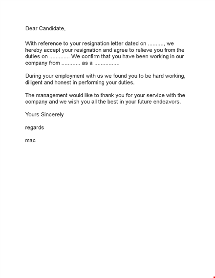 download professional resignation and relieving letter templates template