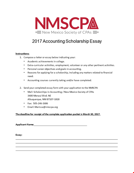 accounting scholarship essay: activities completed template