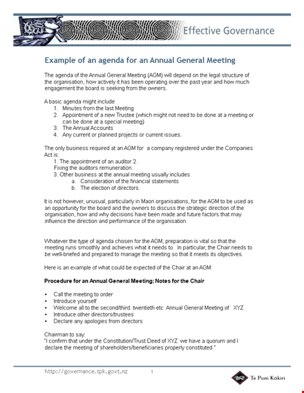 annual general meeting agenda: efficiently plan meetings, shareholders' motions template