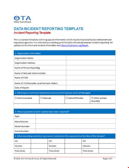 quick and easy incident report template for organizing network issues - version unknown template